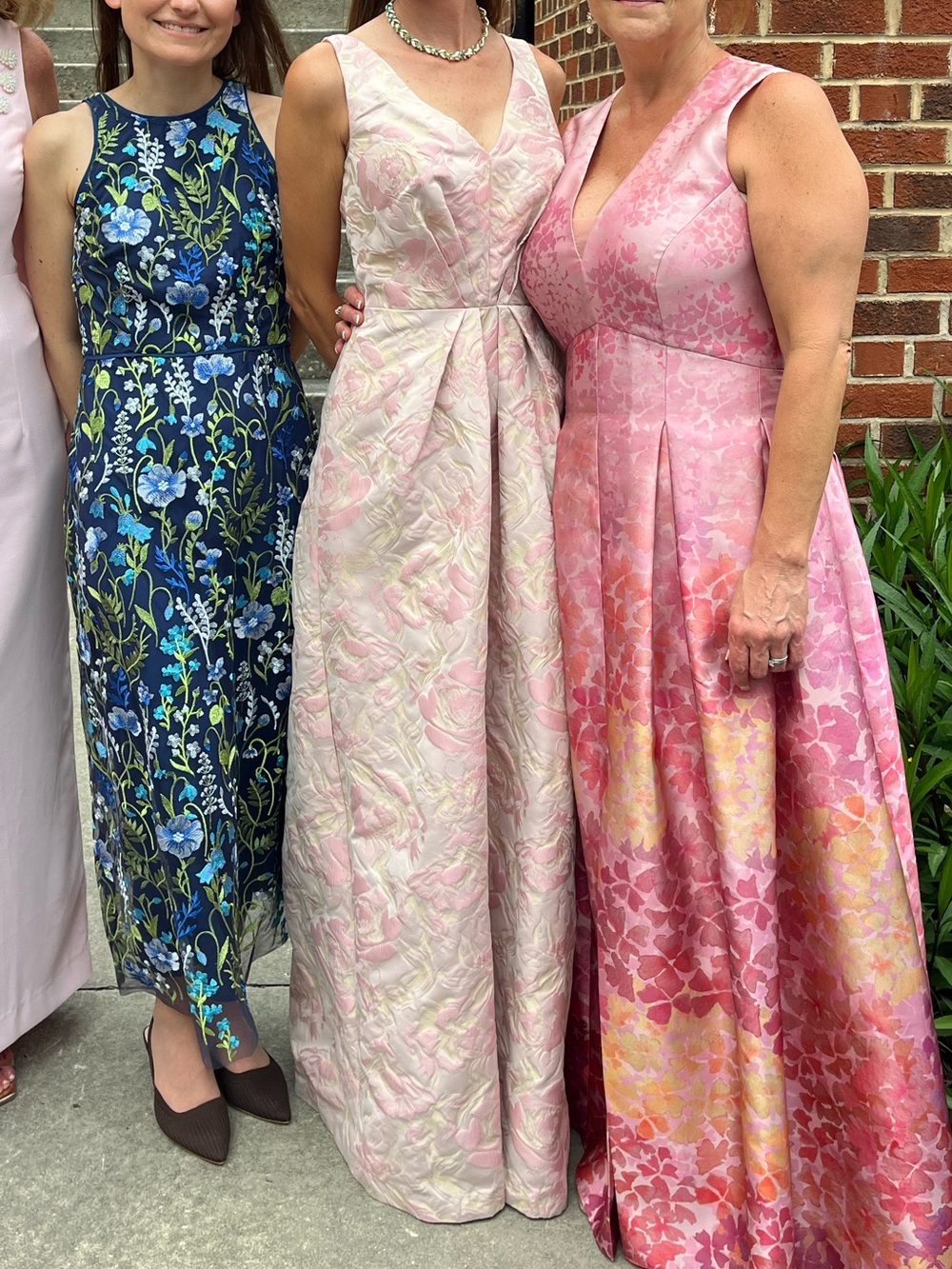 Kay Unger Odette Pleated Floral Jacquard Dress Formal Gown Pink Mauve Size 0